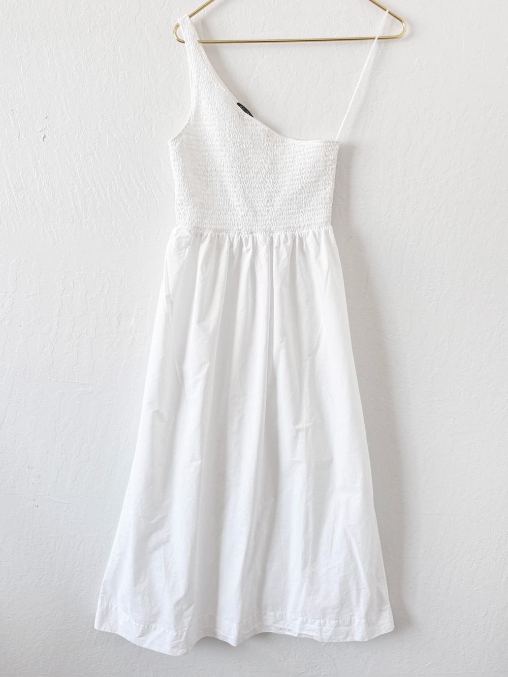 Massimo Dutti One-Shoulder White Midi Dress 100% cotton small - Picture 2 of 11